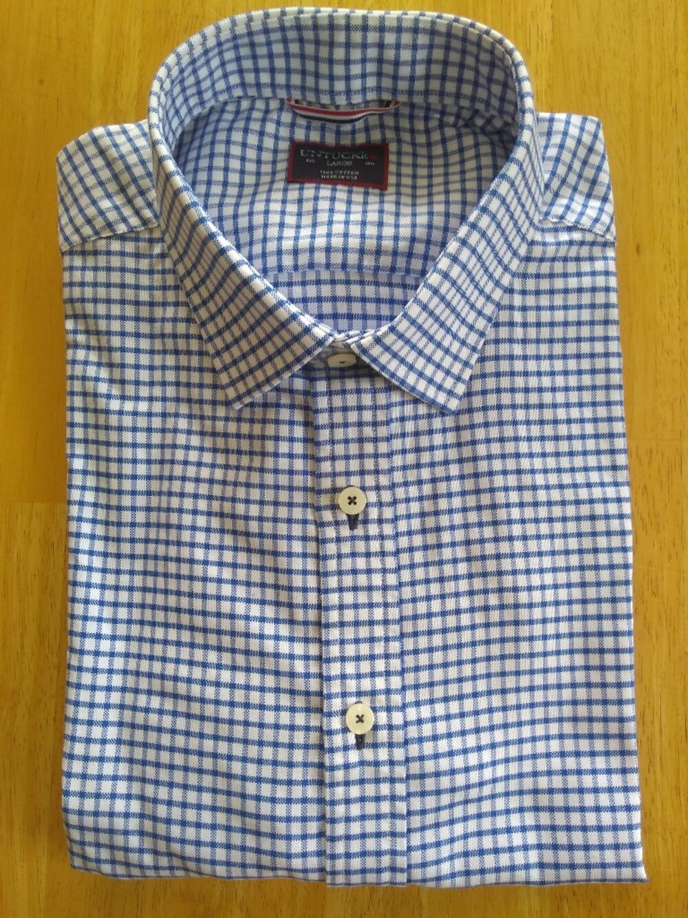 NWOT UNTUCKit Blue Check Oxford Cloth Shirt XXXL Made in USA MSRP $108